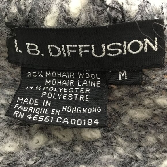 L.B. Diffusion Mohair Wool Dolman Cardigan M Gray Hong Kong 80s Artisanal Knit - Picture 4 of 9